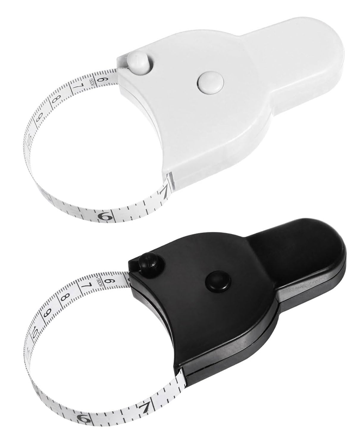 DAFNE 2Pcs Cinta Métrica Retráctil para el Cuerpo con Botón de Bloqueo - Herramienta de Medición Precisa para Fitness y Uso Personal - Mide Cintura, Pecho, Caderas, Brazos y Muslos,Blanco/negro