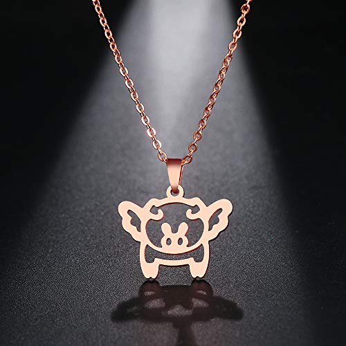 NOUMANDA Cute Flying Pig Necklace Fashion Animal Elements Stainless Pendant Jewelry2