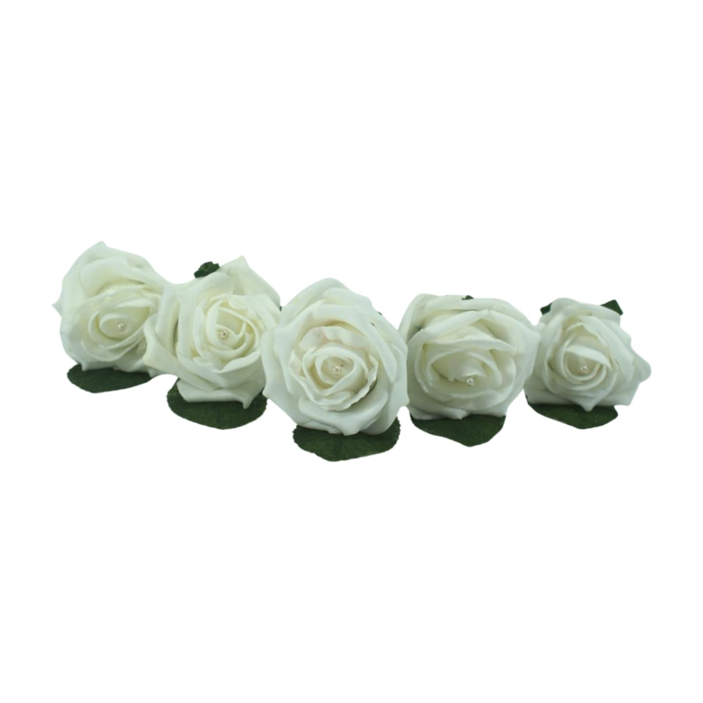 Shimmer-hj 20 White Rose Buttonholes, Boutonniere, Corsage with Pearl centre, handmade artificial flowers - Perfect for Bride, Groom, Bridesmaid & Guests โ image 1