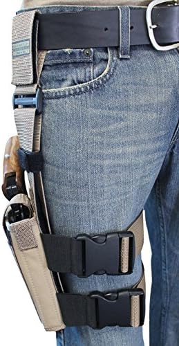 Barsony New Desert Sand Tactical Drop Leg Holster for 4" Revolvers