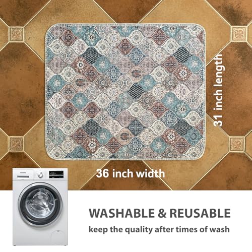 Image of nunubaby Washable Pee Pads for Dogs, Stylish, Non-Slip and Leak-Proof Pee Pads. Reusable Potty Pads for Dogs for Crates and Floors.(Dark Red /Multi,31 inch x36 inch )
