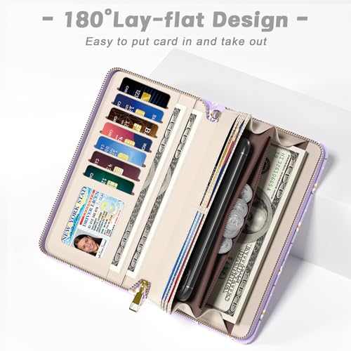 Image of Aiawoxc Womens Wallet, RFID Wristlet Wallets for Women, Ladies Clutch Purses, Large Travel Card Holder with Phone Holder | RFID