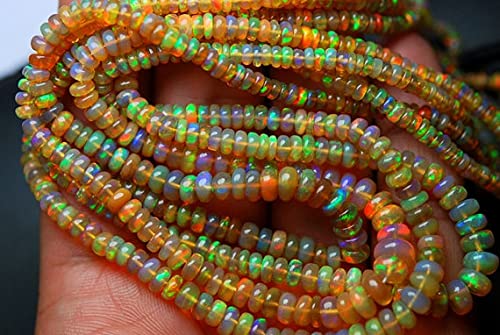 Perles opale d'Éthiopie naturelle jaune rondelles 6-3.5mm fil 16'' LKBEADS