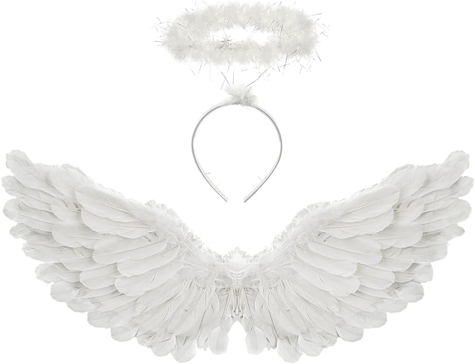Miniatura 1 de Disfraz de alas de ángel y halo de alas de ángel para niños y adultos Halloween Navidad