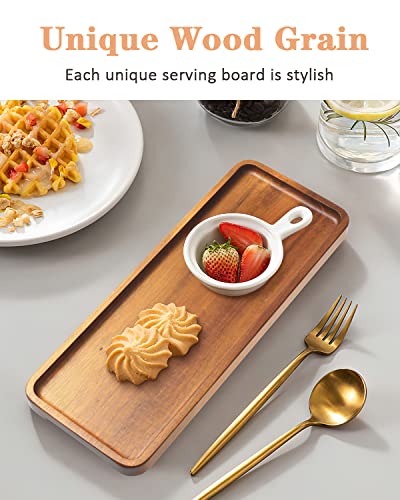 Solid Acacia Wood Serving Tray - 3 Pack, 14" X 5.5" Rectangular Wooden Serving Platter, Wood Boards For Food, Mini Cheese Board For Vegetable, Charcuterie, Appetizer, Decor By Homkula #TOP4