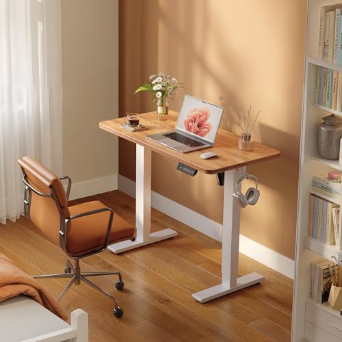 Image of FEZIBO Standing Desk 32 x 19 Inch Electric Height Adjustable, Light Rustic