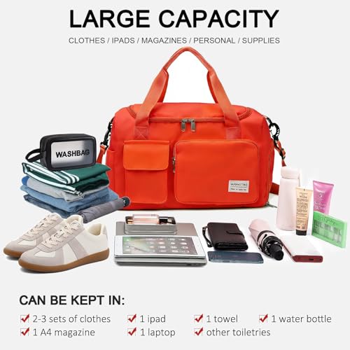 Image of Small Gym Bag for Women, Travel Duffle Bag Carry On Weekender Bag with Shoe Compartment