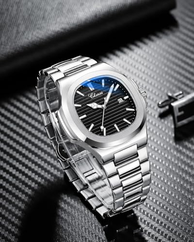 Image of Gosasa Fashion Men's Watches Date Business Watch Stainless Steel Luxury Style Luminous Quartz Waterproof Analog Display Male Wristwatch