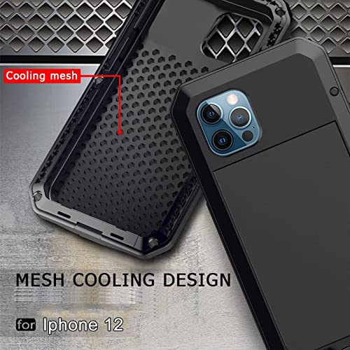Coque iPhone 13 Pro Max antichoc en métal noir avec protège-écran