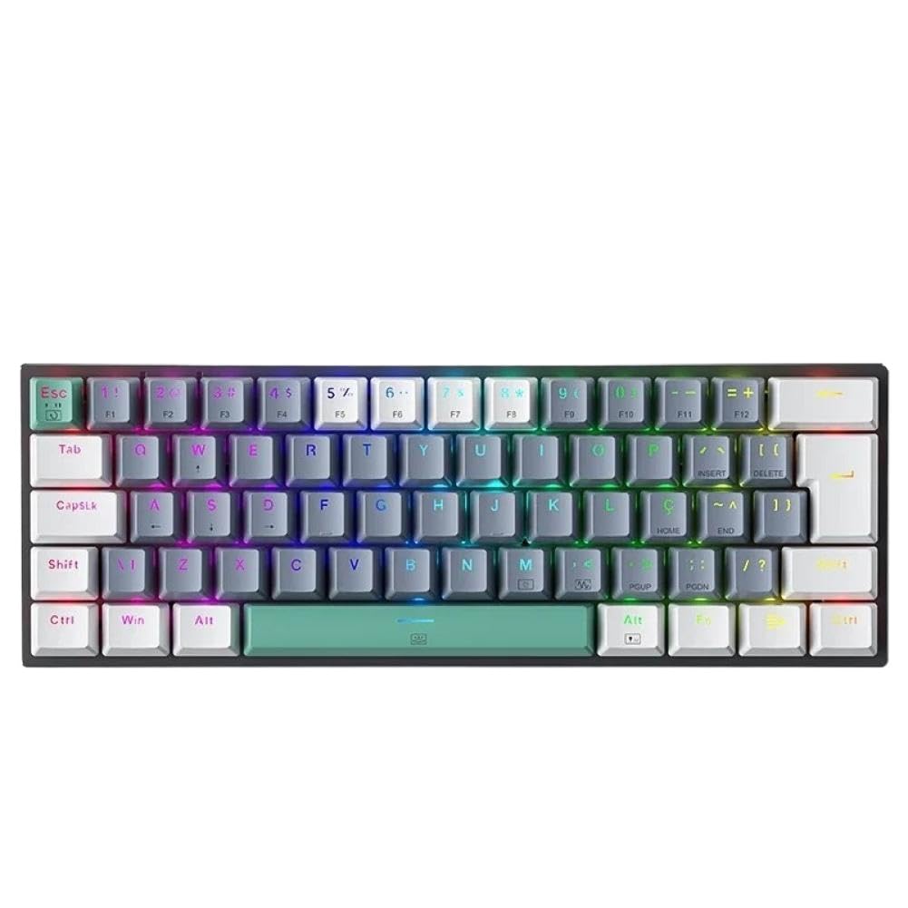Tastiera meccanica di ricambio compatibile con Machenike K500-B61 60% ABNT2 Layout RGB Retroilluminazione Hot-swap NKRO Wired(ABNT2 Brown Switch)