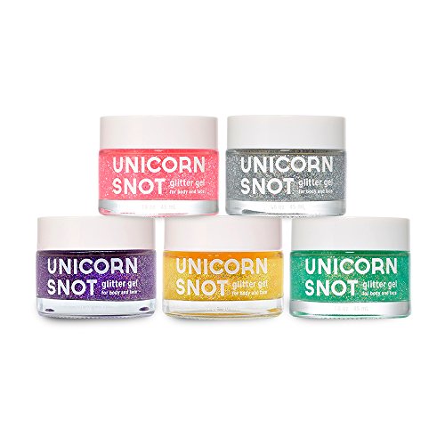 Unicorn Snot Glitter Gel for Body and Face - Bundle of Gold, Silver, Blue, Pink, Yellow