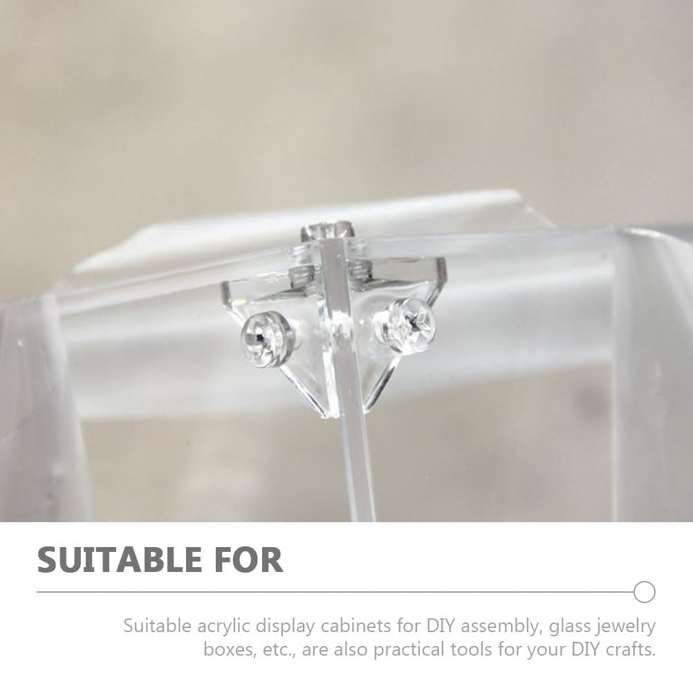 ABOOFAN Clear Triangle Display Case Connectors with Screws 16 Pcs Transparent Corner Brackets for Diy Acrylic Boxes Furniture Assembly Clear Fixing Brackets - Image 4