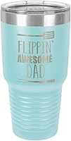 Vista 11 de Vaso con pajita de 30 onzas FLIPPIN DAD Taza de viaje grabada con láser con citas para asar Comparar con Yeti Rambler Mejor idea de regalo