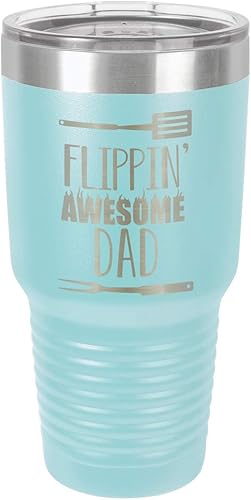Miniatura 11 de Vaso con pajita de 30 onzas FLIPPIN DAD Taza de viaje grabada con láser con citas para asar Comparar con Yeti Rambler Mejor idea de regalo