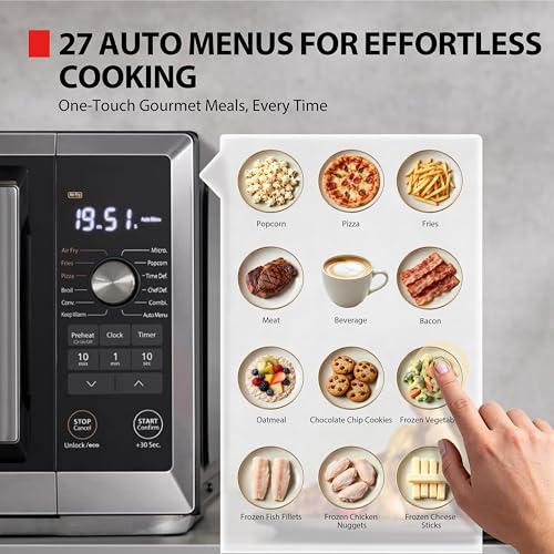 Image of TOSHIBA Optichef Pro Air Fryer Combo Countertop Microwave Oven with Origin Inverter, ChefDefrost, 1.0 Cu.ft., 1000W, Black Stainless Steel, ML2-EC10SAITC(BS)