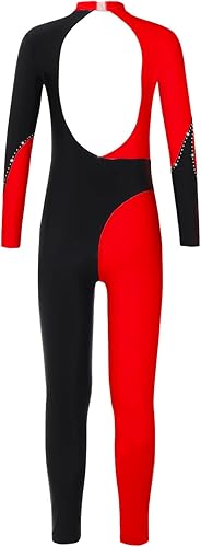 Miniatura 2 de iiniim Enterizo de manga larga con cuello alto para niños y niñas, overol de una pieza de cuerpo completo, leotardo de gimnasia, trajes de baile