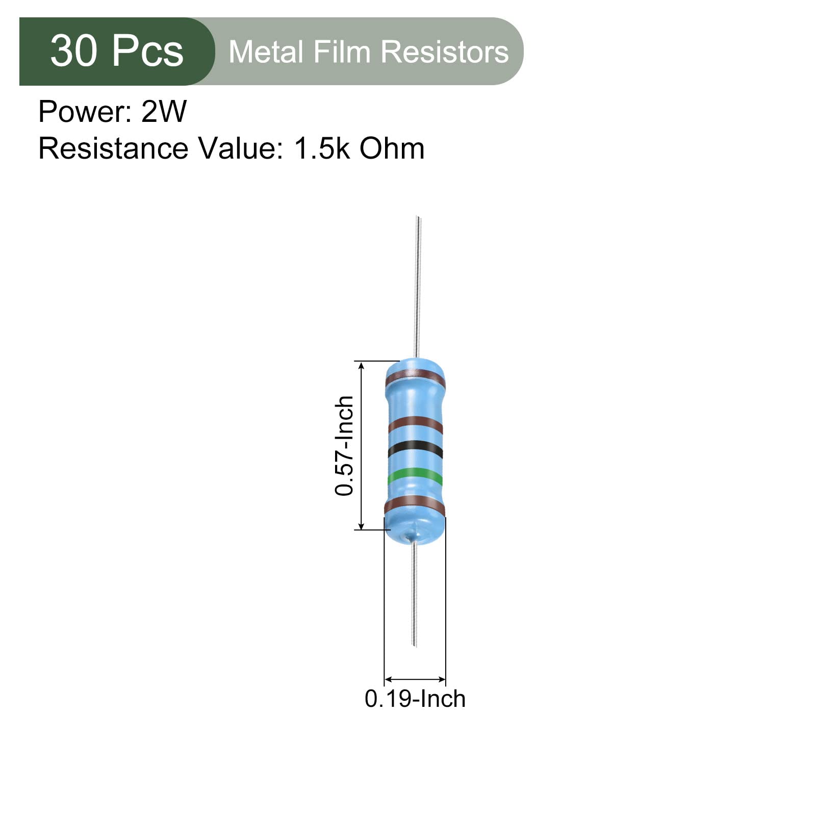 30x YOKIVE Metallfolienwiderstand 1,5kΩ – 2W, 1% Toleranz, 5 Ringe – Für HF & Audio – Präzise Und Stabil