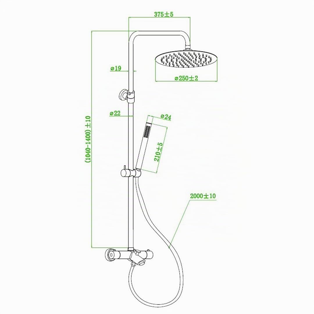 Essebagno Luisa II 250 colonne bain-douche thermostatique cuivre brossé