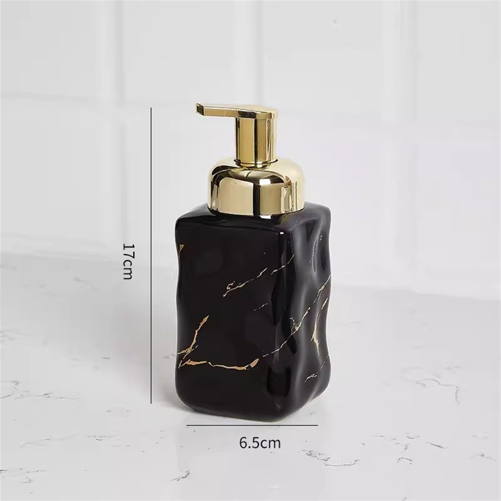 Duschspender, 12,2 oz Keramik-Seifenspender, quadratisch, nachfüllbar, Lotion, Hand- und Schalenspender für Küchenspüle, Badezimmer, Dusche (schwarz)