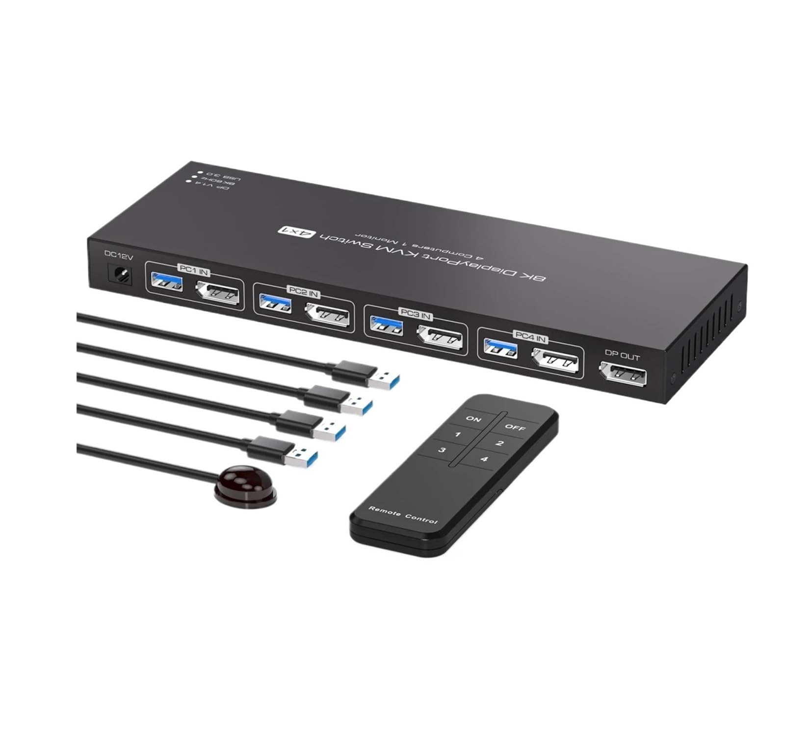 8K Displayport KVM Switch 1 Monitors 4 Computers 4K 4x1 DP USB 3.0 KVM Switch for 4 PC Share Keyboard Mouse(SW241-HDMI 2.1,US Adapter)-image-47
