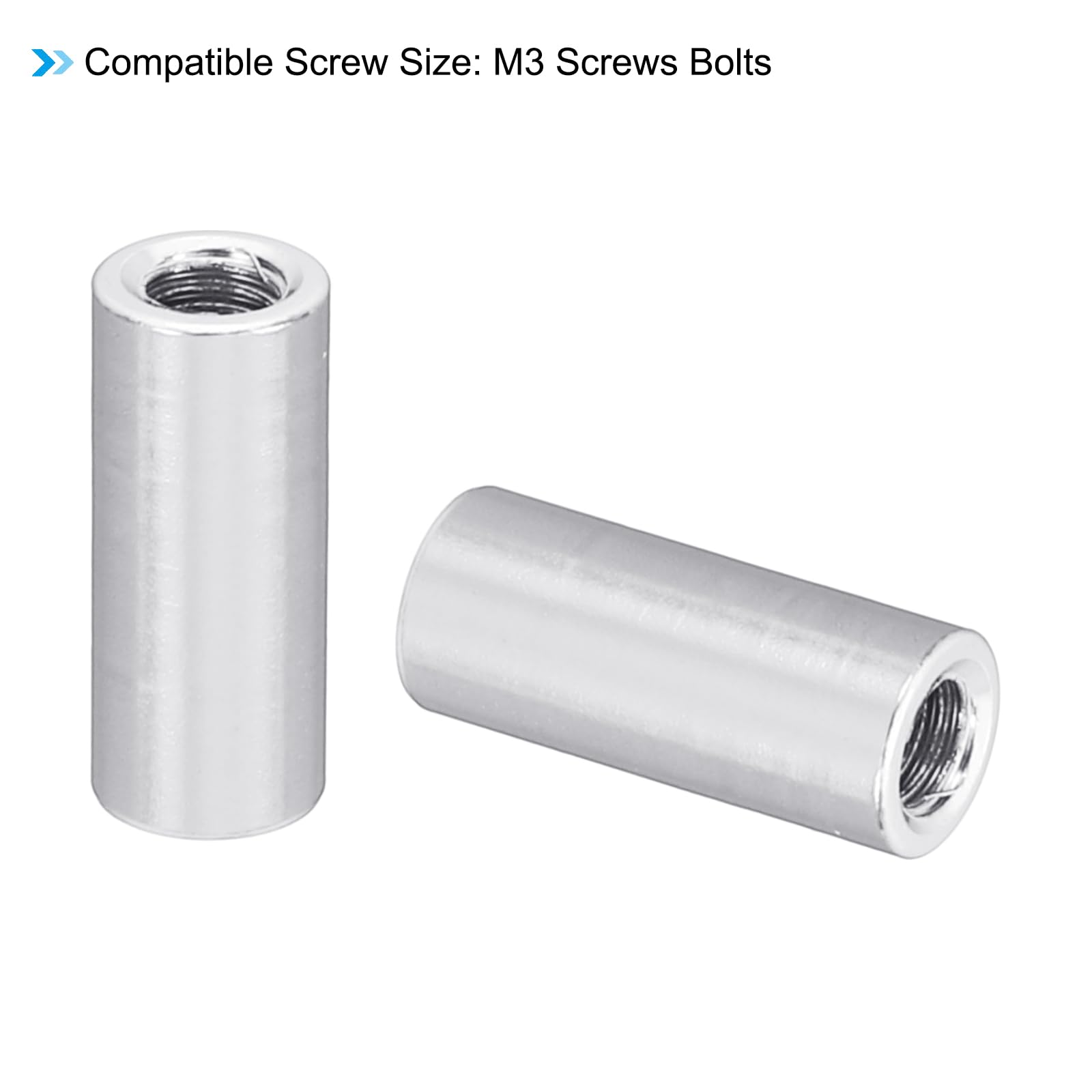 PATIKIL M3 Aluminum Spacers, 6 Pcs Metal Spacer Aluminum 3mm ID x 5mm OD x 12mm L Threaded Spacer Screw Standoff Round for RC Car Drones Motherboard, Silvery - Image 4
