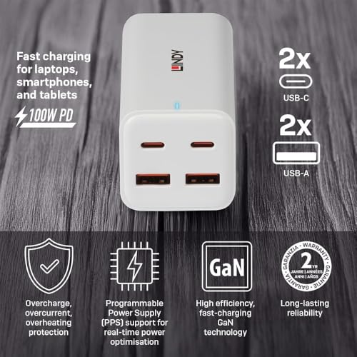 Lindy 73441 chargeur d'appareils mobiles Universel Secteur Charge rapide Intérieure - vue 3