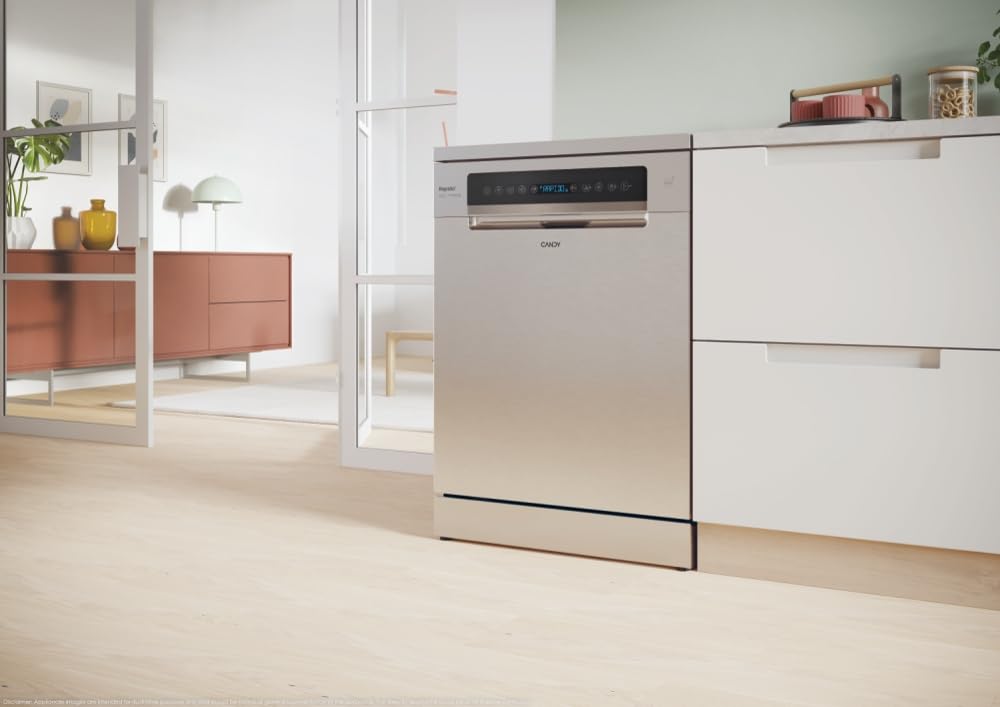 Candy Rapido' Lavastoviglie a Libera Installazione 60 cm, 16 Coperti, 10 Programmi, Partenza Ritardata fino a 24h, Wash&Dry 35', Motore Inverter, Classe B, AxLxP 85x59,7x59,8 cm, Inox - CF 6B4S1PX