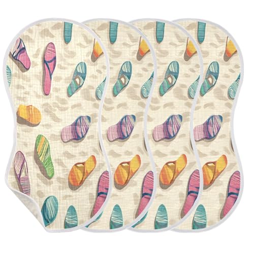 JUZIHAI 1Pack Beach Slippers Baby Burp Cloths Soft Cotton Burp Rags,Super Absorbent Burp Cloth Bag for Newborn Baby Boys/Girls3