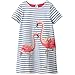 Girls Casual Dress Cartoon Cotton Kids Appliques Unicorn Dress 2-7T
