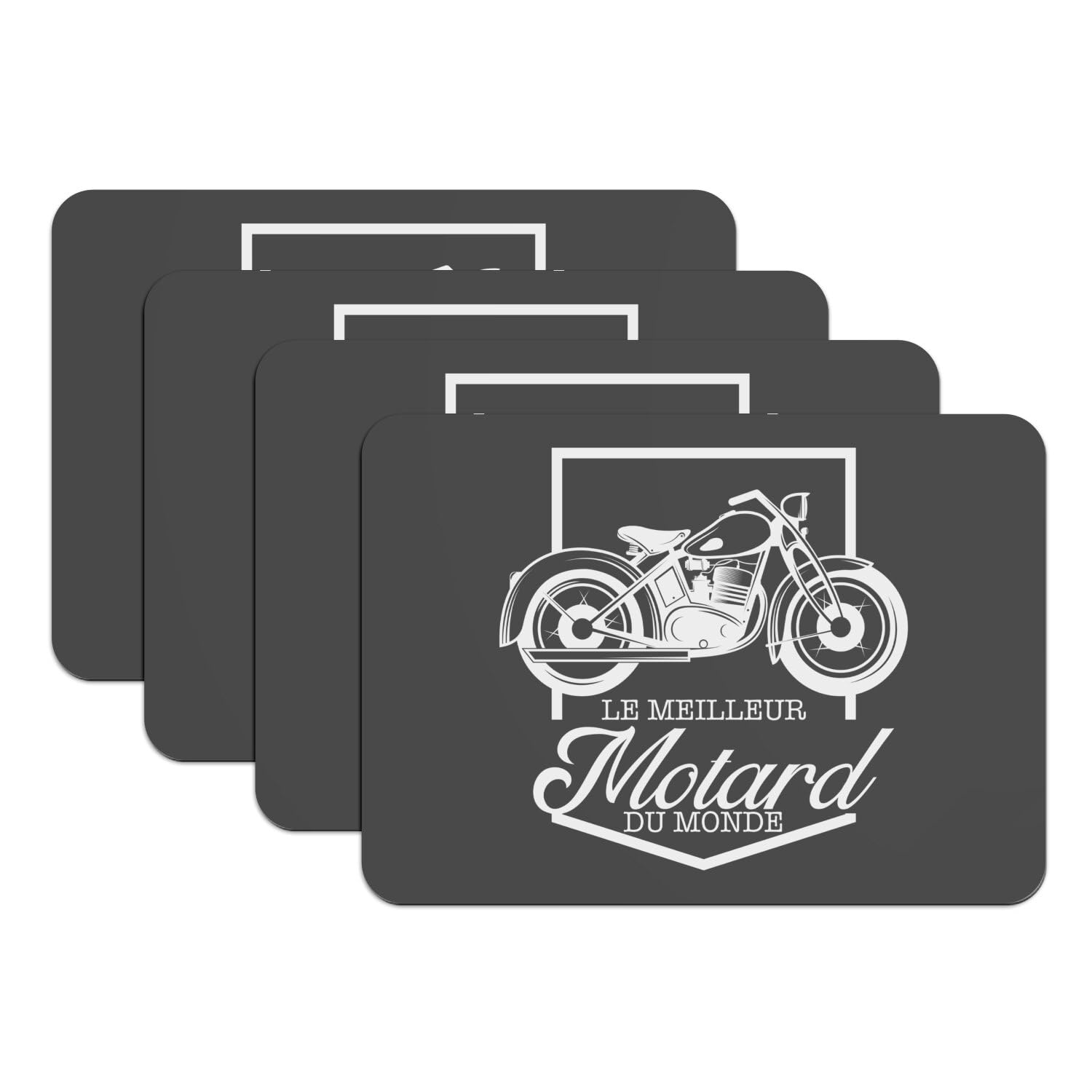 Set de table motard en caoutchouc noir grand format 39.5x28.5 cm pour passionné de mécanique moto