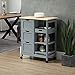HOMCOM Rolling Kitchen Island Cart, Bar Serving Cart, Compact Trolley on Wheels with Wood Top, Shelves & Drawers for Home Dining Area, Grey