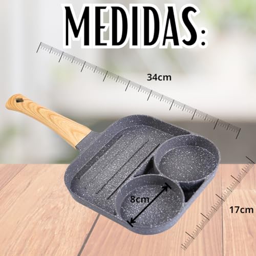 Frigideira Antiaderente 3 Em 1 Para Ovos, Hambúrgueres 33cm