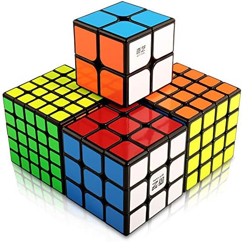 HQQNUO Speed Cube Set Cube Bundle 2x2 3x3 4x4 5x5 Vivid Color Sticker Magic Cube Set Puzzle Toys for Kids and Adults (Set of 4)
