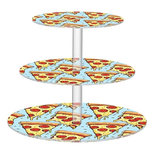 PYBUG Pizza 3 Tier Acrylic Cupcake Stands Tower,Dessert Table Display Set for Tea Party,Wedding,Birthday, Baby Shower