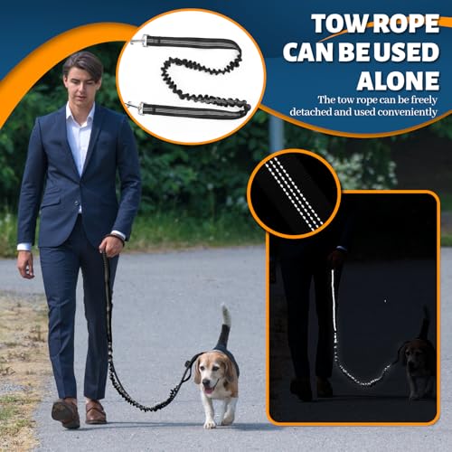 Joggingleine Hund Freihändig Bauchgurt Hundeleine Laufleine für Hunde Freihandleine Hund Laufgurt Joggen mit Dual Griffe bis 50kg