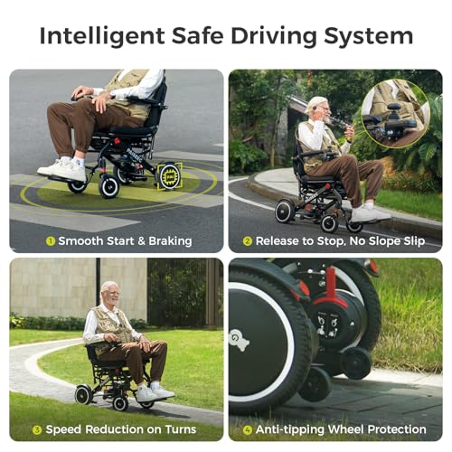 Image of Paiseec Electric Wheelchair Lightweight Foldable, Only 32 lbs, Power Wheelchair for Adults /Seniors, Compact Motorized Wheelchair with Travel Bag, Airline Approved, Up to 11 Miles