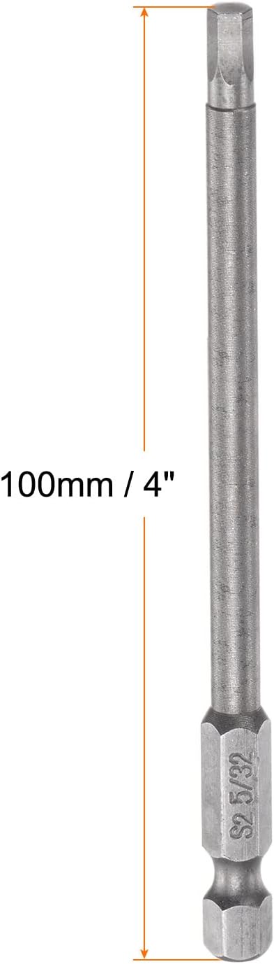 HARFINGTON 5pcs 5/32" Hex Screwdriver Bit SAE 1/4" Hex Shank 4" Length Magnetic S2 Steel Power Drill Bits