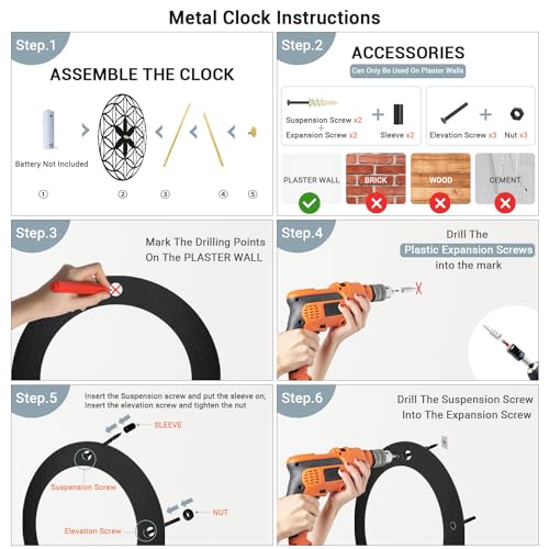 Reloj de pared metálico silencioso 30 pulgadas miniatura 6