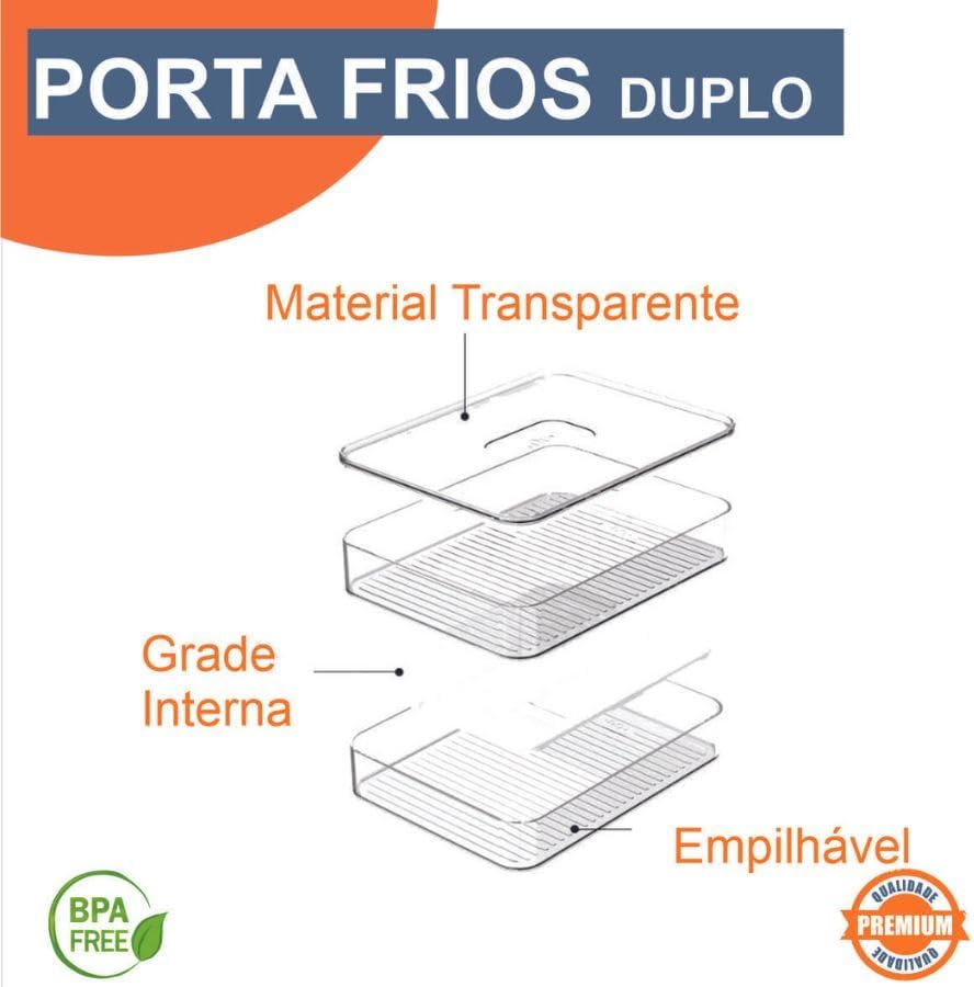 "Kit Organizadores Porta Frios Duplo Ou Com Divisória e Tela Interna Com Ranhuras Separador De Alimentos Organizador de Geladeira Transparente Tamanho 20X15X7,7 CM" (1) "Kit Organizadores Porta Frios Duplo Ou Com Divisória e Tela Interna Com Ranhuras Separador De Alimentos Organizador de Geladeira Transparente Tamanho 20X15X7,7 CM" (1)