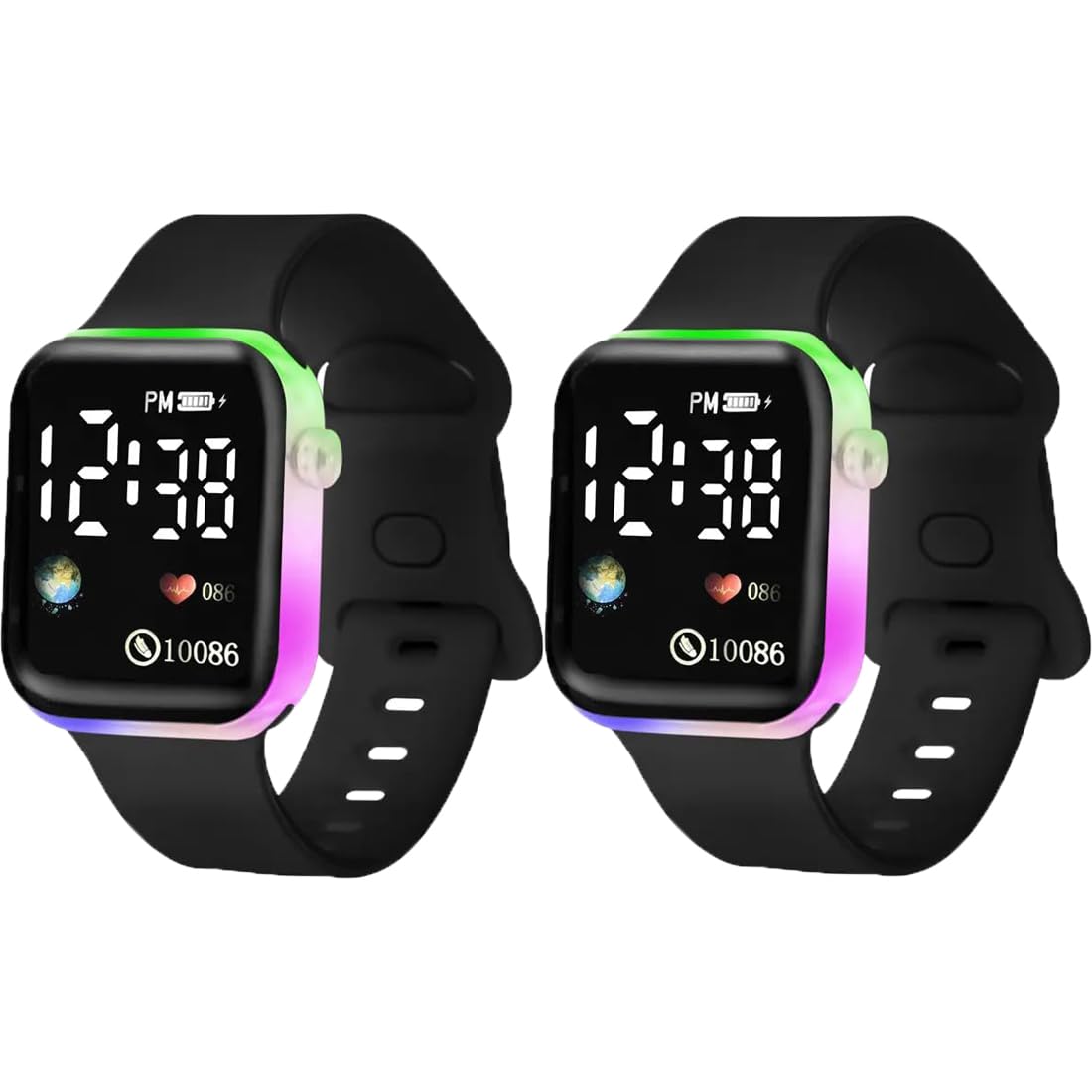 Goldenize Fashion Digital Waterproof Day and Date with Disco Light LED Display Girls & Boys Watch for Kids Gift Watches Pack of 2 (Vintage Black) (B0CP1XMCKW) Amazon Price History, Amazon Price Tracker