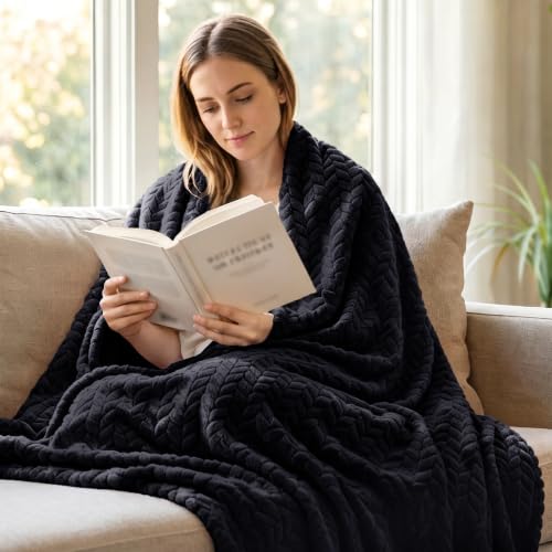 Image of Exclusivo Mezcla Soft Fleece Bed Blanket Queen Size, 90 inchx90 inch, Black