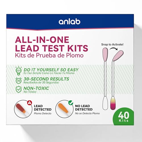 anlab Lead Test Kit | Rapid Results in Less Than 30 Seconds | All-in-One No Vinegar Needed | Check Lead in Painted Surfaces Wood Metal & More | Disposable Cotton Swabs - (40 Count)