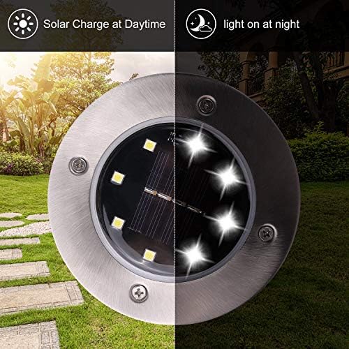 Solar Lights Outdoor Garden - Isilila 4pcs 8 LED Solar Ground Lights Gerden Lights Solar Powered Waterproof IP65 Path Lights for Yard Patio Driveway Walkway Lawn Pathway Landscape(White-4pcs)