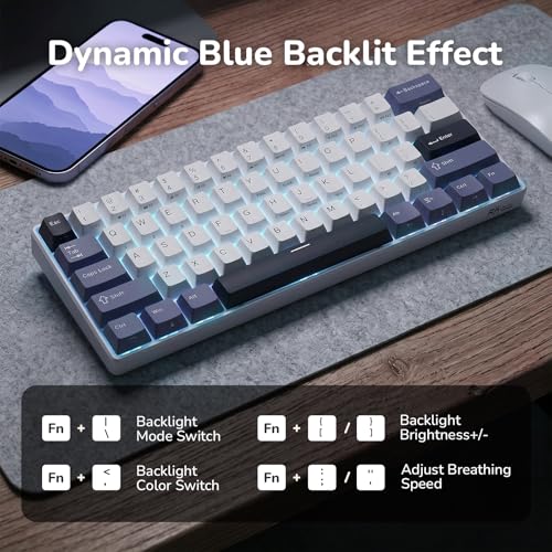 Image of RK ROYAL KLUDGE RK61 Wireless Mechanical Keyboard, 60% Triple Mode BT5.0 /2.4G /USB-C Compact Gaming Keyboard, PBT Keycaps, Pro Software, Hot Swappable Custom Switches
