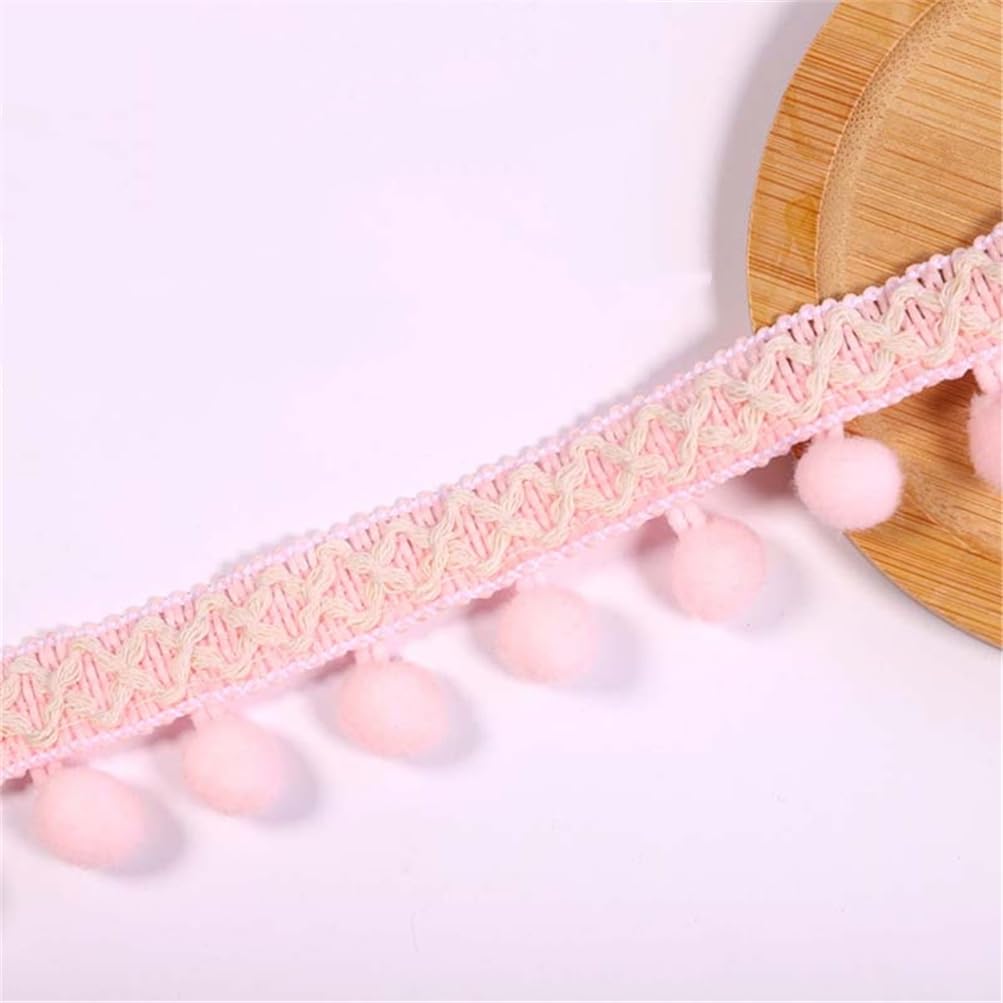 4 Yards 2,7 cm Bunt Pom Poms Quaste Borte Pomponborte Bommelborte Pomponband Fransenborte Fringe Band Pom Pom Fransen Bommelband Bommel Fringe Spitzenband Quaste Trim Band Zum NäHen (Hellrosa)
