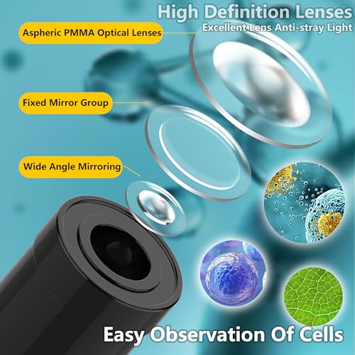 ARTFILIF Microscópio de zoom de até 4800 x para crianças, microscópio biológico de alta ampliação, m