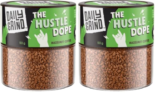 Image of DAILYGRIND Hazelnut Instant Coffee Powder 50g | Medium Roast Freeze-Dried Pure Arabica Coffee Granules | For Mochas, Espresso, Cappuccino, Latte, Frappes | Hot & Cold Coffee (25 Cups) (Pack of 2)