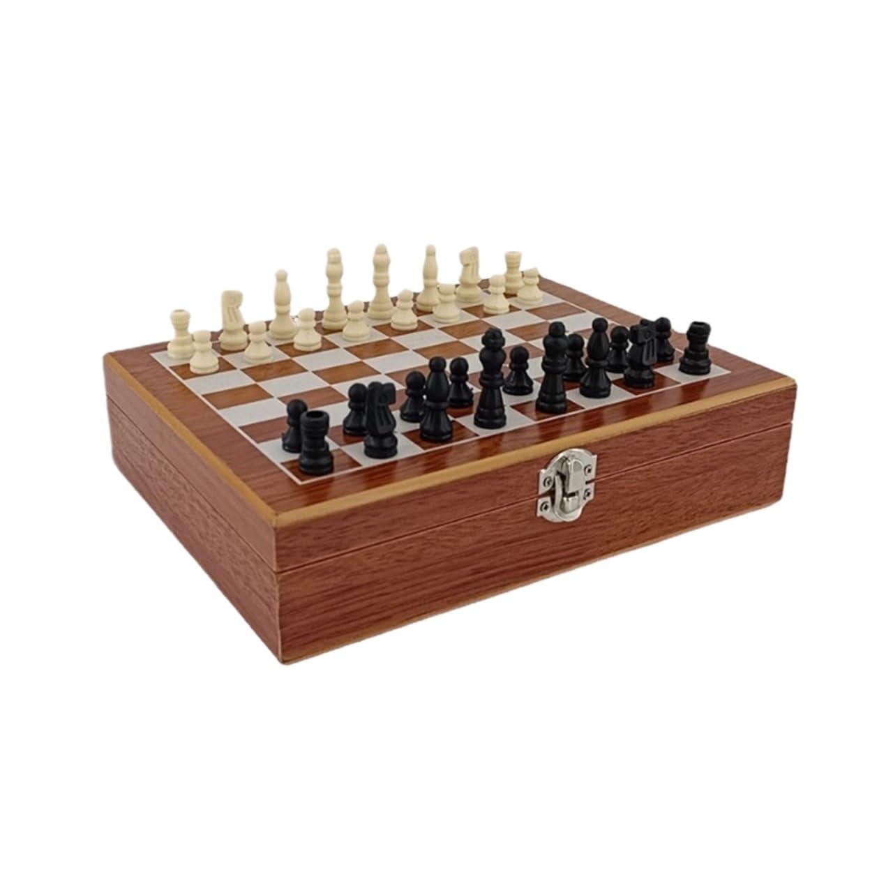 schachspiel Magnetisches Schachset aus Holz for Kinder und Erwachsene, tragbares Reiseschachset mit Spielsteinen und Würfeln for Brettspiele auf Reisen