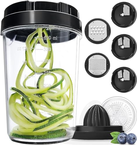 Espiralizador de Verduras Cortador de Verdura Manual - Rallador Verduras Cortador Calabacin Espagueti - Cortador de Verduras en Espiral (8-en-1)