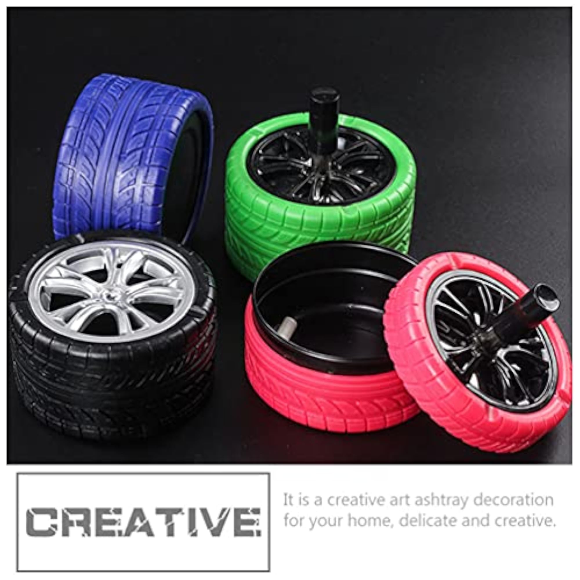 2Pcs Tire Shape Industrial Style Cement Ashtray Set